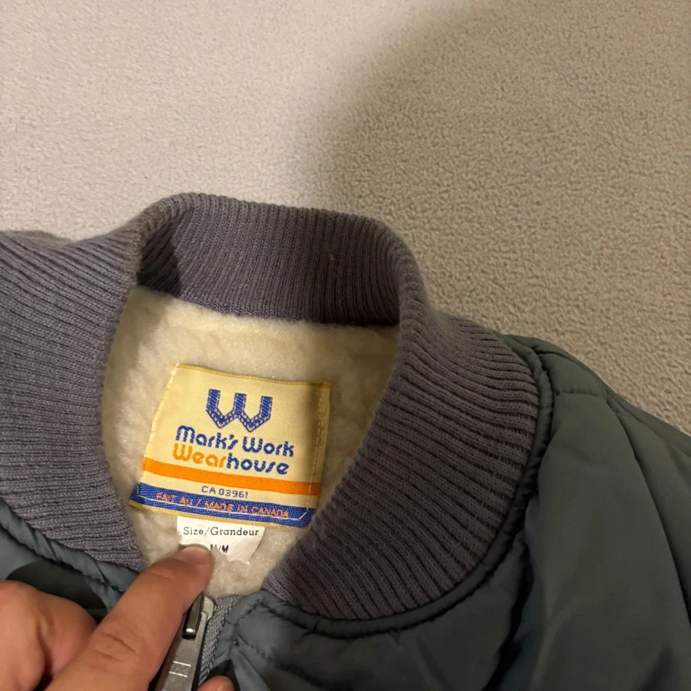 Vintage Marks Work Wearhouse Quilted Sherpa Lined Vest Mens Medium Blue Gray - Picture 2 of 4